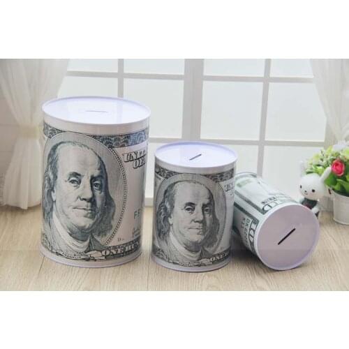 1 X Tinplate US Dollar Style Coin Piggy Bank Only-In-Not-Out Money Box Coin Bank Christmas& Birthday Gift