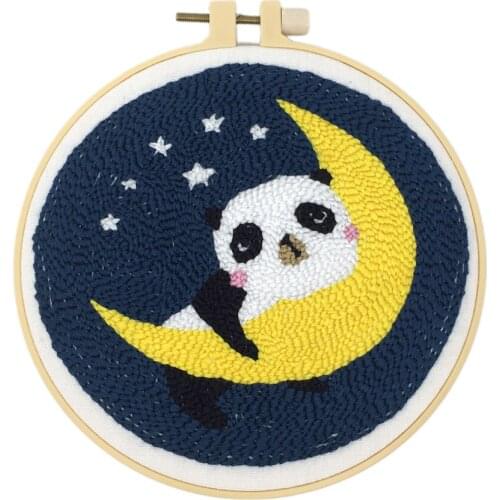 1 Set Cartoon Punch Needle Embroidery Kits Animal Pattern Punchneedle Cross Stitch Set for Beginner DIY Craft Home Decoration