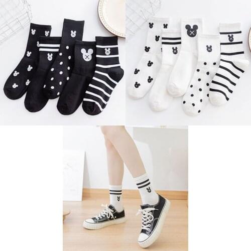 1 pair New Disney Anime figure Summer thin Mickey Minnie mouse tube socks Cartoon casual xxx boy and girls Princess socks White