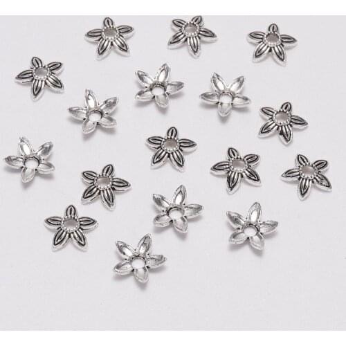 100pcs/Lot 8mm Five Pointed Star Antique Flower Loose Sparer Apart End Bead Caps For DIY Jewelry Making Findings Earrings