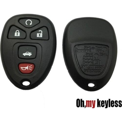 20pcs/lot Entry keyless remote key case for buick gmc 5 button key shell fob for chevrolet key