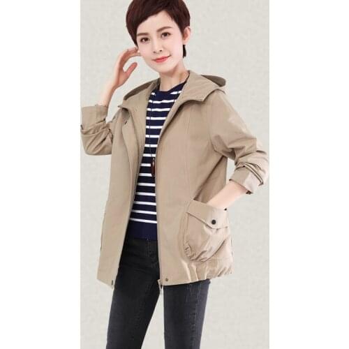2019 Women Windbreaker Fashion Spring Autumn Loose Hooded Outwear Casual top Plus Size 5xl Solid Female Trench Coat High quality
