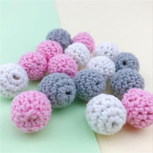 30pcs 16mm Crochet Beads Wooden Chewable Beads Christmas DIY Baby Nursing Teething Necklace Accessories Baby Teether Gifts
