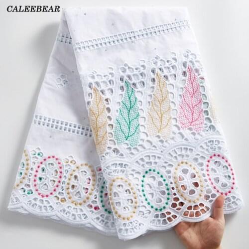 5Yards African 100% Cotton Lace Fabric Latest Swiss Voile Lace In Switzerland With Stones For Nigerian Wedding Party Dress S2289