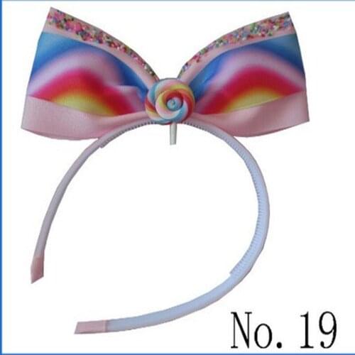 50 BLESSING Girl 6.5" Two Tone Birthday Headband Hair Bow Rainbow Hairbow