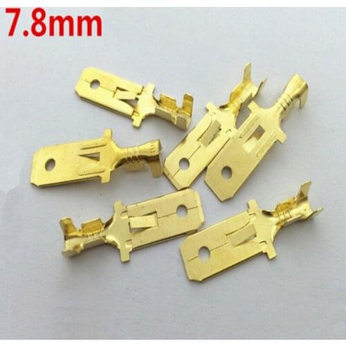 50pcs/lot 7.8mm Copper Male Wire Splice Crimp Terminal Spade Connector