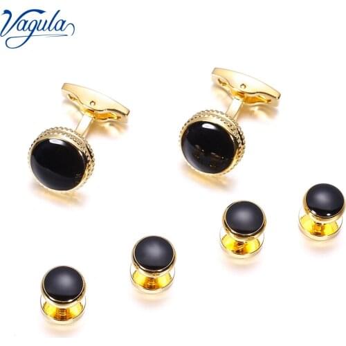 VAGULA Hot Sale Cufflinks Studs in 6 PCS Set Luxury Gemelos Trendy Tuxedo Collar Stud Men Jewelry 430