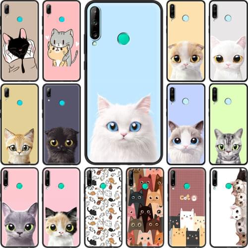 Cat Cute Kitten Mobile Phone Case for Huawei Y6 Y7 Y9 2019 Y6p Y8p Y8s Y9a Mate 20 40 Pro 10 Lite TPU Soft Cover Shell