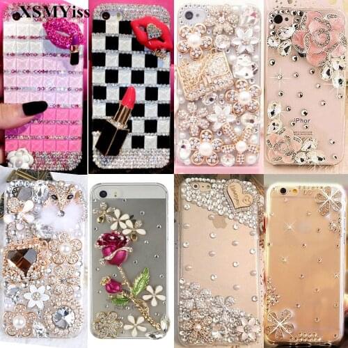 Phone case Fashion Bling Crystal Pearl Rhinestone Soft Transparent Case For Huawei Honor 8 9 10 20 Lite V20 7X 8X 9X Nova 3 4 5