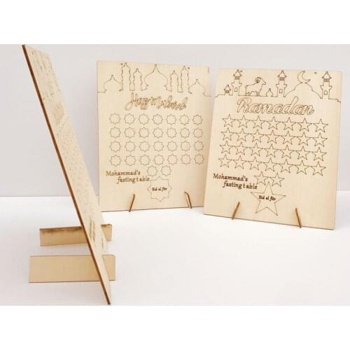 Wooden Ramadan Countdown Calendar DIY Graffiti EID Mubarak Decoration with Pens Ramadan Kareem Islamic Muslim Party Supplies