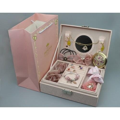Childrens jewelry wooden box girls delicate gift birthday present tire combination suit super fairy princess hair accessories