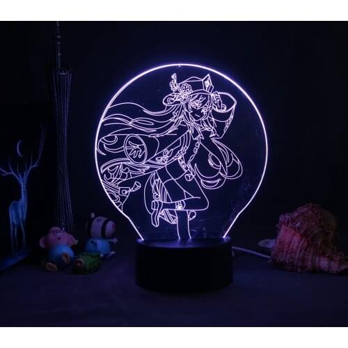 Game Figure Genshin Impact Night Light For Home Kids Room Decoration USB Light 3D Lamp Kawaii Room