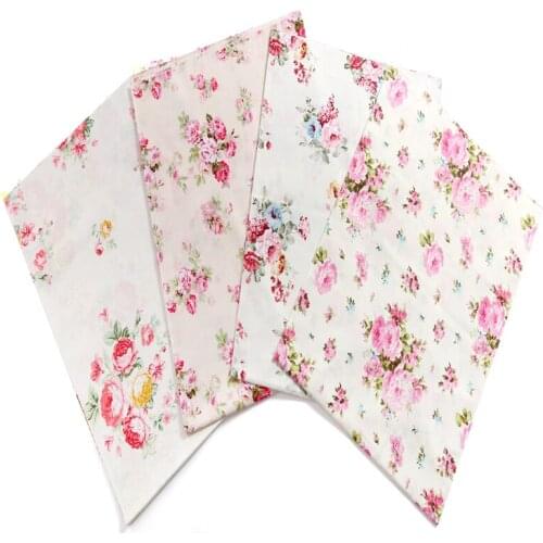 Graceful 5 Designs 40S Pink Flower Printed Cotton Fabric Floral Fabric For DIY Sewing Quilting Bedding Clothing Decoration