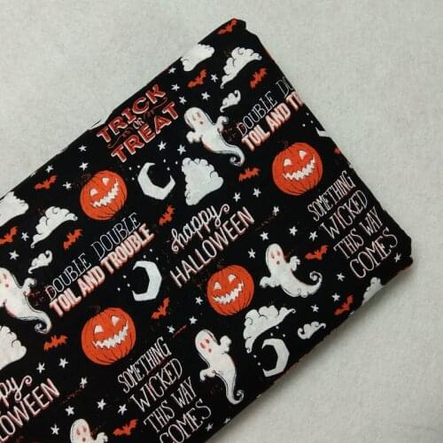 Classic Happy Hallowween Pumpkin Ghost Printed Cotton Fabric for sewing bedding cloth party home decoration 50x105cm