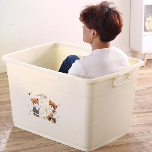 Receiving Box Plastic Super Large Clothes Finishing Box Thickened Cleaning Box Large Receiving Box Covered Clothes Storage Box