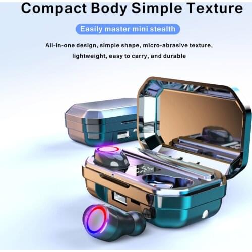 LUSHUO TWS Wireless Earphones Bluetooth with Charging Box Wireless Earphone 9D Stereo Waterproof Earbuds With Flashlight M12