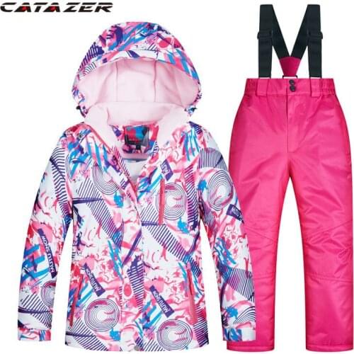 Ski Jacket Children Waterproof Windproof Clothing Kids Ski Pants Boys Girls -30 DEGREE Winter Warm Snowboarding Outdoor Ski Suit