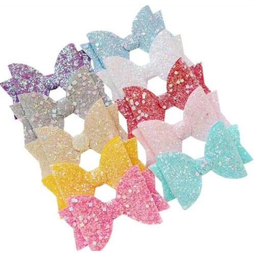 MengNa New 3.5inch Glitter Bows Dot Sequin bow Boutique Hair bows Hair Accessories Hairclips or No Clip Accessory 60pc/lot