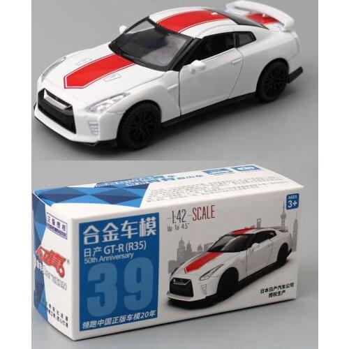 1:42 alloy pull back GTR supercar model,high-simulation 2-door original packaging,childrens gift toys,free shipping
