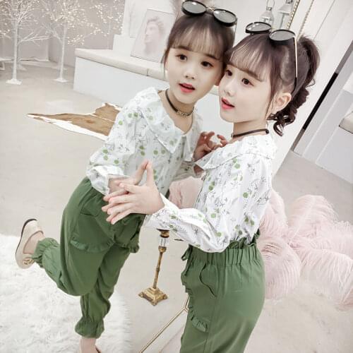 New Girls Clothes shivering Blouse + Pants 2 Pcs Suit For Girls Long Sleeve Girls Outfits Spring Autumn Casual Clothes For Girls