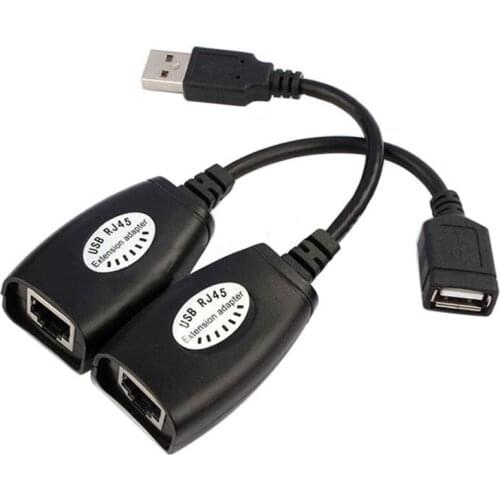 USB 2.0 Male To Female Cat6 Cat5 Cat5e 6 Rj45 LAN Ethernet Network Extender Extension Repeater Adapter Converter Cable