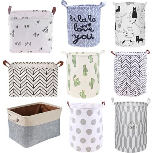 Folding Storage Basket Creative Canvas Square Laundry Storage Basket for Kids Toys Washing Basket Dirty Clothes Large Bucket