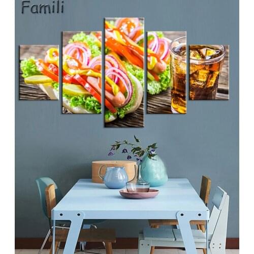 Modern Wall Art Canvas HD Print Oil Painting Frame Modular Nordic Poster 5 Panel Fruit Food Restaurant Home Decor Picture PENGDA