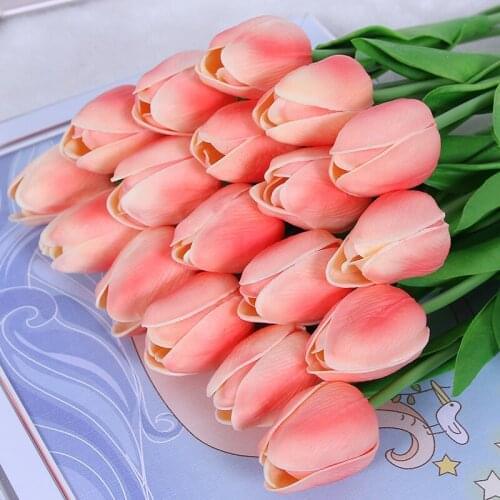 Wedding Simulation Flowers PU Mini Tulip Fake Flowers Living Room Potted Flower Arrangement Wedding Decoration