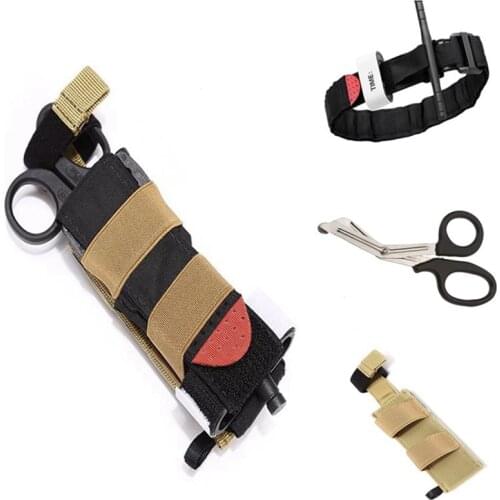Tactical EMT Medical Survival Tourniquet First Aid Trauma Shears Bandage Scissors Molle Pouch for Camping One-Handed Operation