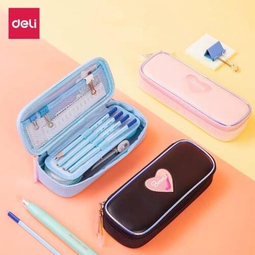 Deli Large Capacity Fabric Pencil Cases Pen Pouch Bags Pouch Creative Pen Box Case School Office Stationary Supplies