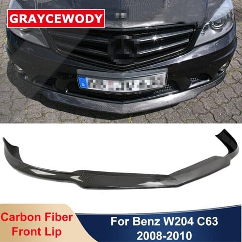 V Style Real Carbon Fiber Material Front Bumper Lip Shovel Diffuser For Mercedes Benz W204 AMG C63 Sport Car Styling 2008-2010