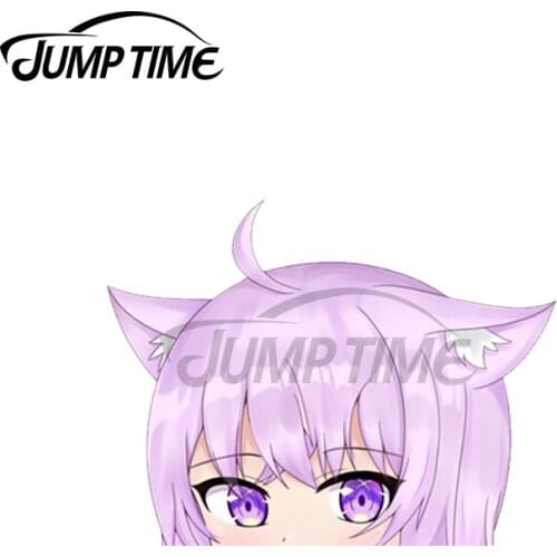 Jump Time 13 x 8.8cm For Nekomata Okayu Peeker Creative Anime Car Stickers Occlusion Scratch Decal Vinyl Car Wrap Laptop Decor