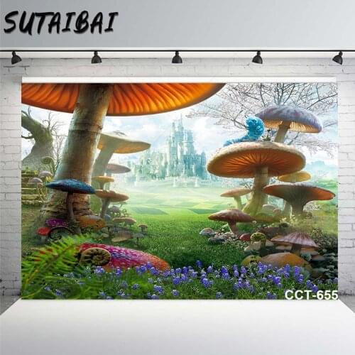 Vinyl Photography Background Fantasy Fairy Tale Wonderland Castle Mushroom Computer Printed Children Backdrops for Photo Studio