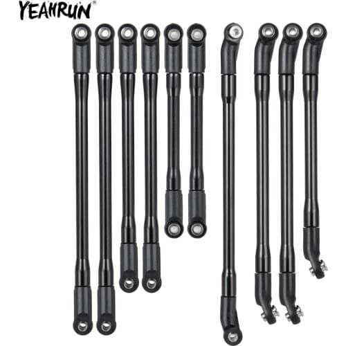 YEAHRUN 10pcs/lot Aluminum Alloy Link Rod End Linkage 313mm Wheelbase For 1/10 Axial SCX10 II AX90046 AX90047 RC Crawler Car
