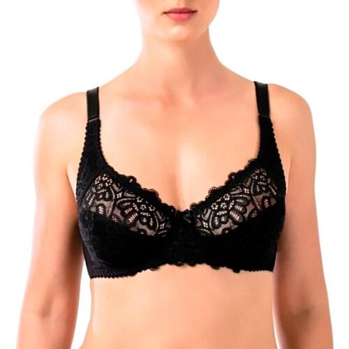 Womans Wired Bra Black Soft Cup Lace Cotton for Big Size ARDI R2715-15