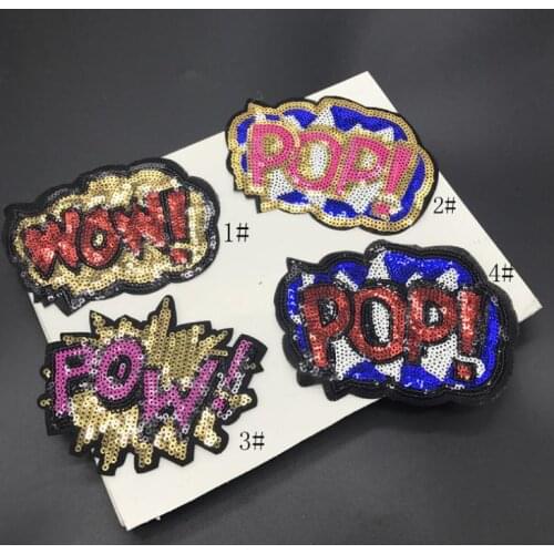 1Pcs Fashion letters Sequined Patches For Pants Clothes Sew On Embroidered Patch Motif Applique Stickers Decorative Supplies
