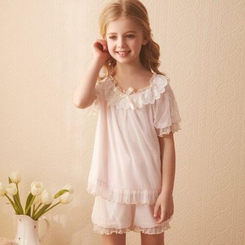 2 Piece/set Pajamas For Girls Leisure Soft Pyjamas Children Princess Style Sleepwear Kids Nightwear Home Wear Clothing 2-12Y