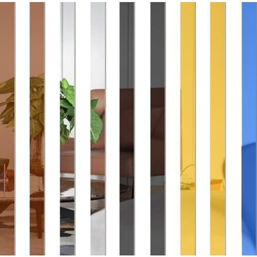 3D Acrylic Mirror Wall Stickers Self-adhesive Waist Line Mirror Sticker Ceiling TV background Decorative Strip Home Decoration