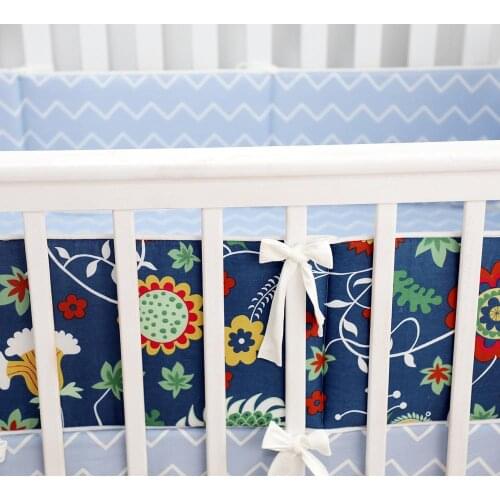 4 Pcs Baby Crib Bumpers Newborn Boy Girl’s Bed Bumper Pads Breathable Crib Protector(Flower)