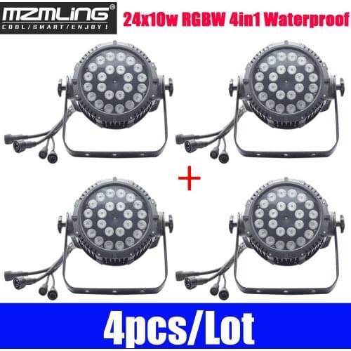 4pcs/Lot 24x10w RGBW 4in1 Waterproof Par Light DMX512 LED Stage Light DJ /Bar /Party /Show LED Stage Machine