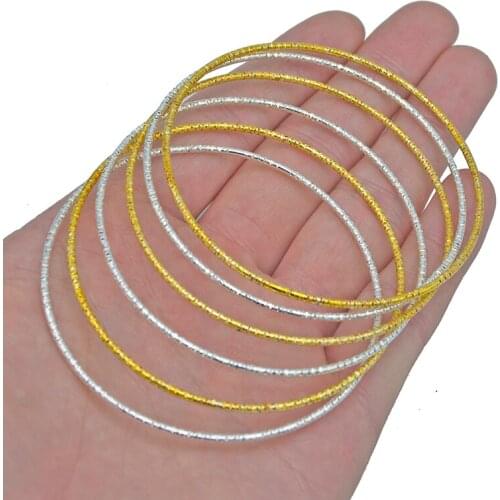 6Pcs/Set Iron Alloy Metal Color Bangle Bracelet for Women 2021 Fashion Trendy Stick Circle Charm Bracelet Jewelry Findings Gifts