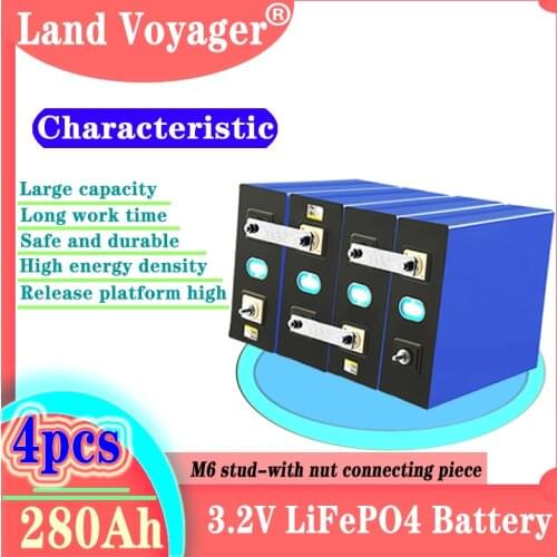 4PCS 3.2V280AH LIFEPO4 battery cell 2021 new Rechargeable Batteries Lithium iron for 12V280AH for RV SOLAR EV EU US TAX FREE