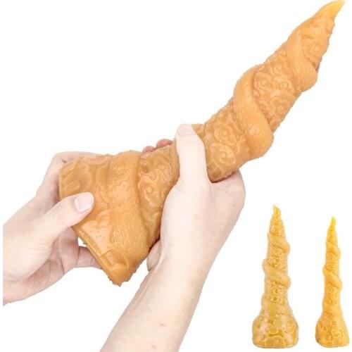 Liquid Silicone Max 32cm Long Butt Plug, Gold Dragon Dildo Big Suction Cup Anal Plug Prostata Massage Anale Sex Toys