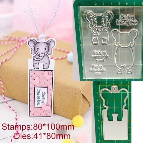 Elephant Front and Back Tag Metal Cutting Dies and Stamps DIY Scrapbooking Photo Album Decorative Embossing Paper Cards