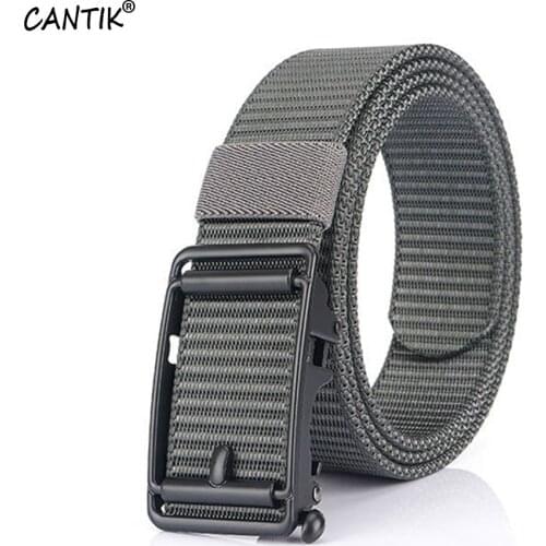 CANTIK Quality Nylon Belts for Men Unique Fake Needle Style Automatic Buckle Metal Clothing Jean Accessories 35mm Width CBCA207