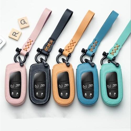 Car Styling Genuine Leather Car Key Cover Key Cover Fob Shell For Jeep Renegade Grand For Dodge Journey Charger For Chrysler
