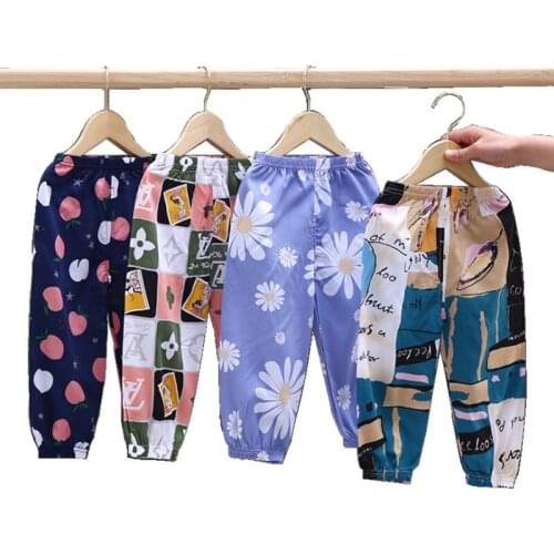 Childrens Boy Girl Cartoon Pants Summer Long Pant Sweatpants Baby Mosquito-proof Trousers Leisure Sunscreen Pants Kids Bloomers