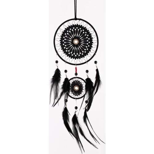 DIY Rhinestone pendant double dream catcher Indian feather ornaments literary gift car ornaments