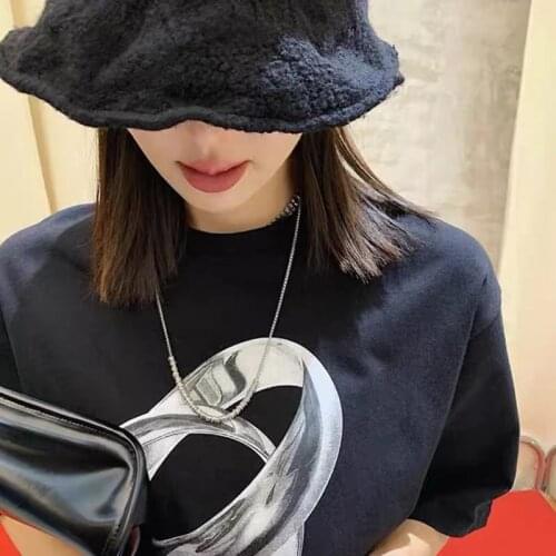 TIMEONLY Statement Hollow Metal Long Chokers Necklaces for Women Ladies Street Style Circle Sweater Necklace Minimalist Jewelry