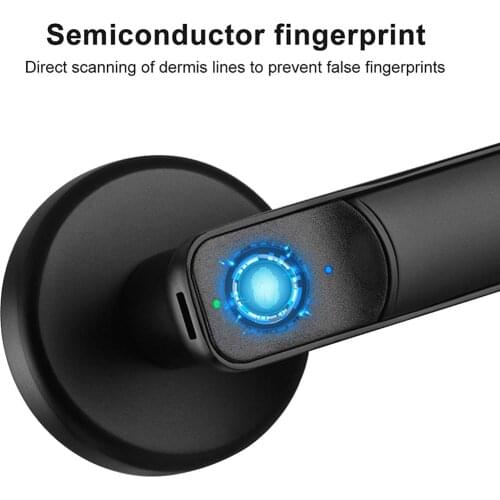 Fingerprint Door Lock Handle Smart Electric Biometric Entry with 2 Keys Apartment Security Accessories Home Office Door Lock